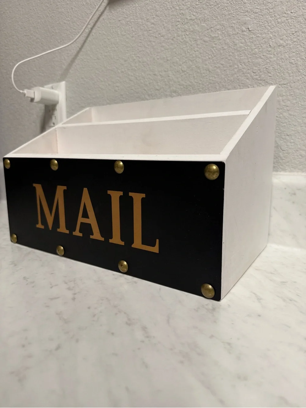 MAIL Wooden Mail Organizer - Black and White